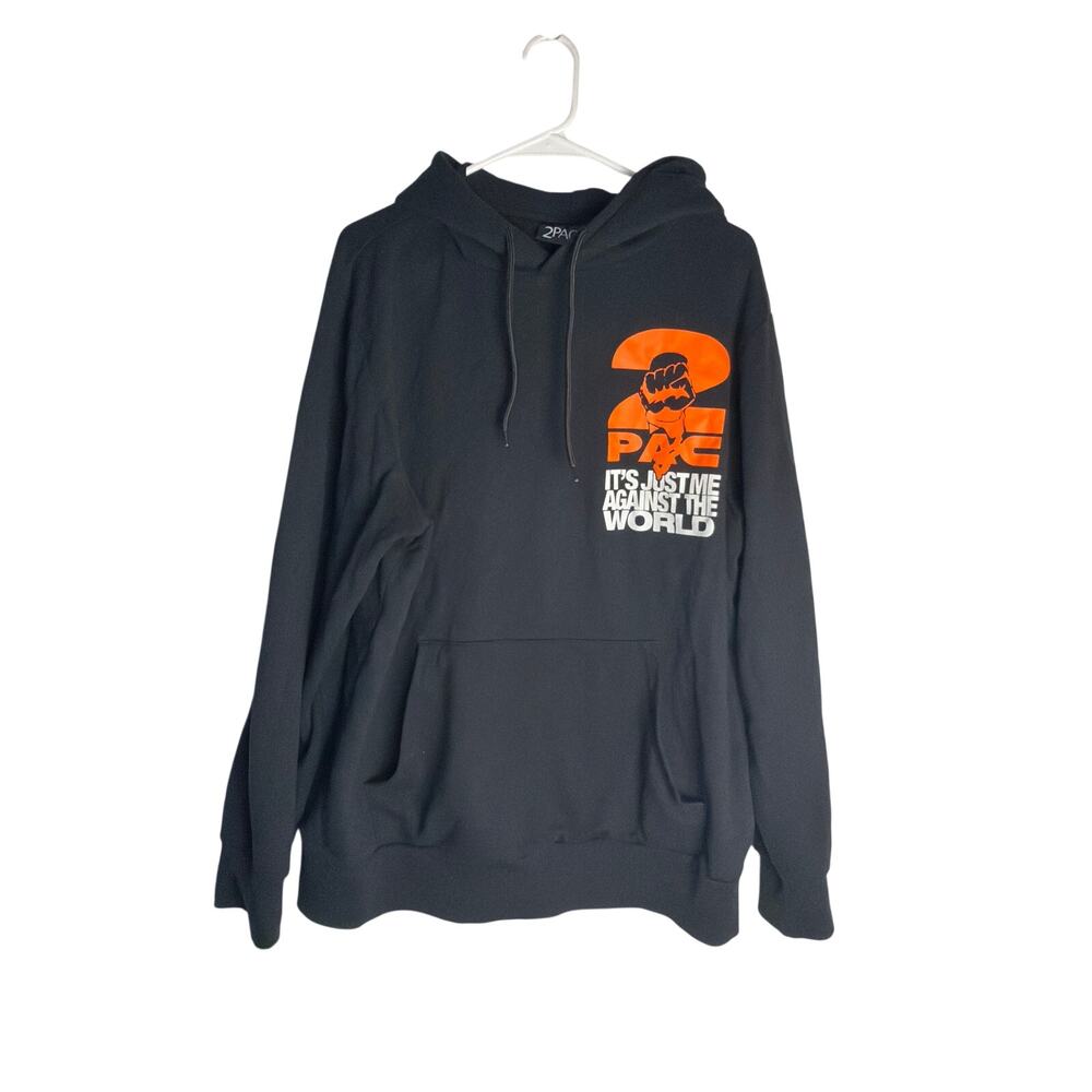 2Pac Tupac Shakur Me Against The World Hoodie Mens L Black Graphic Sweatshirt